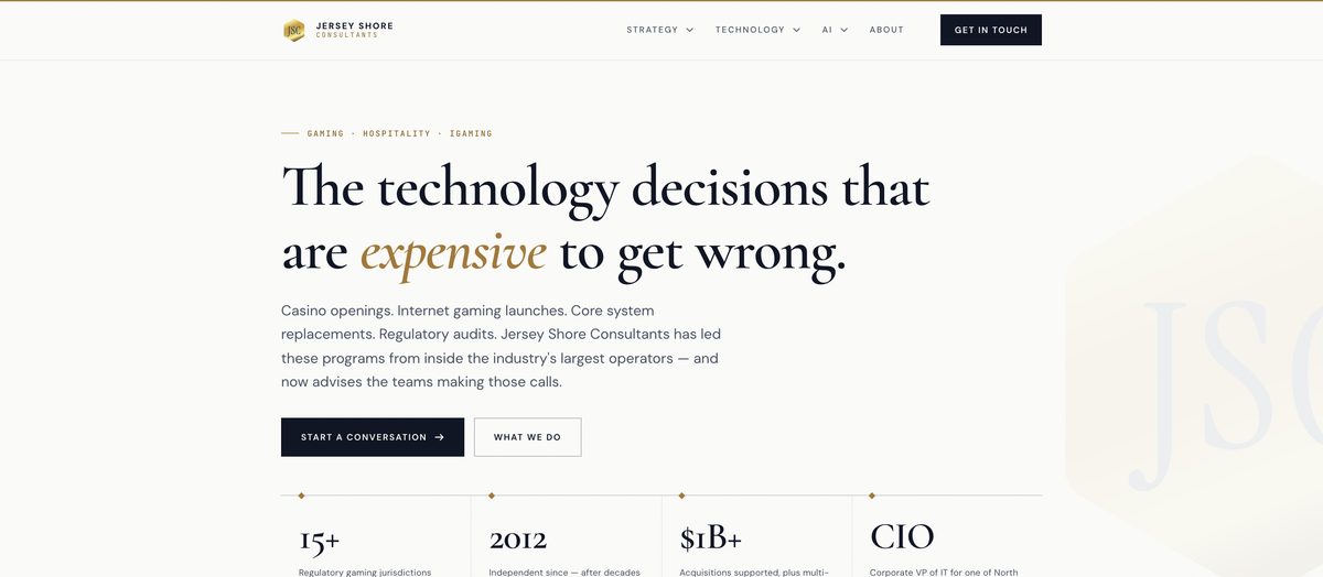 The Jersey Shore Consultants website: the technology decisions that are expensive to get wrong.